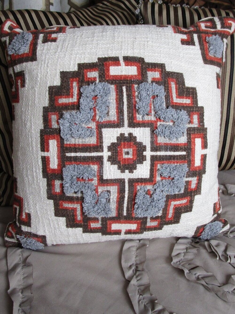 large patterned throw pillow